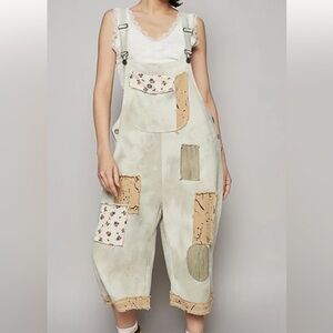 POL Ribbed Knit Crop Overalls